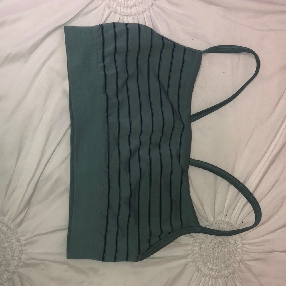 Sports Bra - Size S, Patagonia, teal and blue stripes